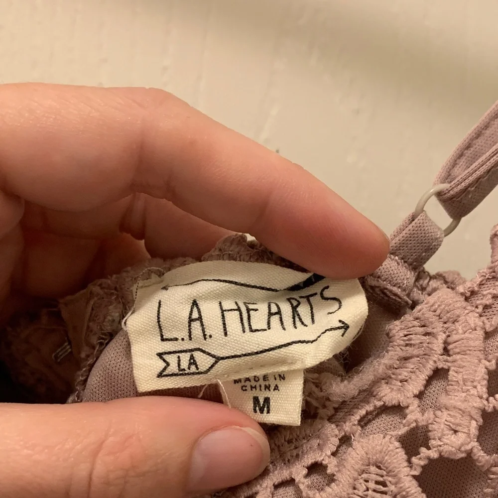 La Hearts Mauve Lace Crop Top